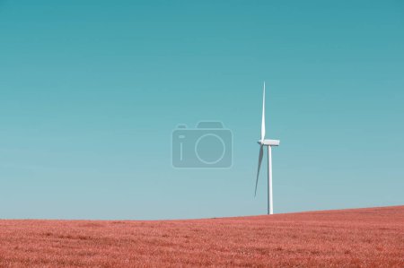 Téléchargez les photos : Eolienne pour la production d'électricité renouvelable dans une prairie - en image libre de droit