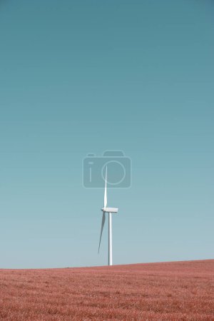 Téléchargez les photos : Eolienne pour la production d'électricité renouvelable dans une prairie - en image libre de droit