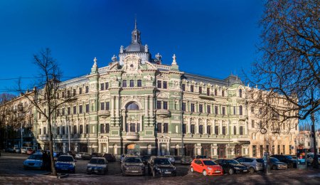 Photo for Odessa, Ukraine 16.02.2023. Historical building Profitable house of Russov in old town of Odessa, Ukraine, on a sunny winter day - Royalty Free Image