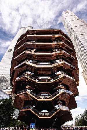 Photo for The outside of The Vessel structure in the Hudson Yards, NYC, USA. - Royalty Free Image