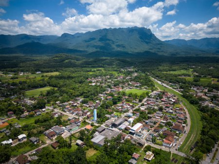 Photo for Beautiful aerial view to historic buildings and mountains in small city of Morretes, Paran, Brazil - Royalty Free Image