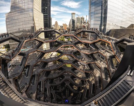 Photo for The inside of The Vessel structure in the Hudson Yards, NYC, USA. - Royalty Free Image