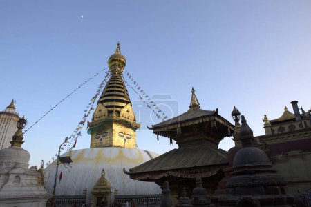 Photo for Sunset at Swayambhunath, the "Monkey Temple," in Kathmandu. - Royalty Free Image