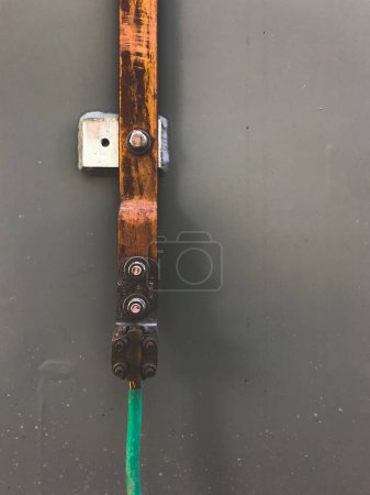 Photo for Ground electric cable with master terminal bar. - Royalty Free Image