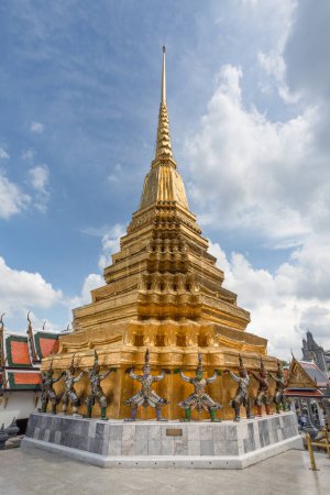 Photo for Golden pagoda with warriors in great palace in bangkok - Royalty Free Image