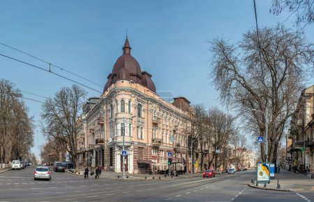 Photo for Odessa, Ukraine 22.03.2023. Historic apartment building in the center of Odessa, Ukraine, on a sunny spring day - Royalty Free Image