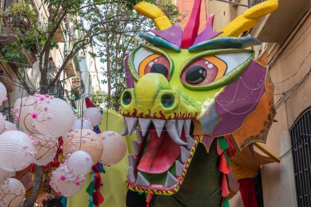 Photo for Paper mache dragon head for folkloric celebrations - Royalty Free Image