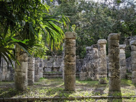 Photo for Pillars on the grounds of Chichn Itz - Royalty Free Image