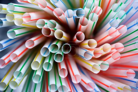 Photo for Top view of a group of plastic straws - Royalty Free Image