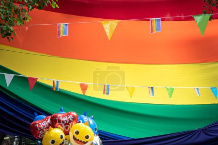 Photo for Rainbow gay flag background in Zona Rosa Mexico - Royalty Free Image