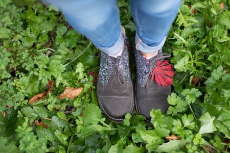Foto de Zapatos con hojas, primer plano - Imagen libre de derechos