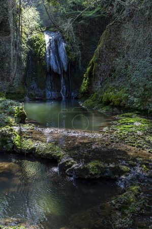 Photo for Streams with pools of water of the marmore waterfall on a sunny day - Royalty Free Image