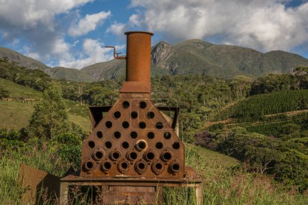 Photo for Old industrial coffee toaster in the Coffee Farm Ninho da Aguia - Royalty Free Image