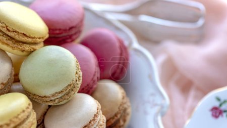 Photo for French macarons pretty pastel delights - Royalty Free Image