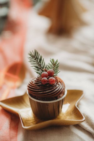 Primer plano festivo: Chocolate Muffin Navidad
