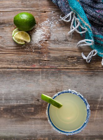 Photo for Top view of a fresh margarita with rustic charm - Royalty Free Image