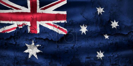 Australien-Flagge an Grunge-Wand gerissen