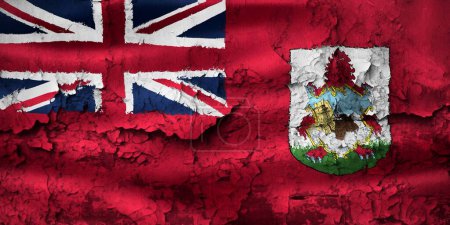 Photo for Bermuda flag  on grunge cracked wall - Royalty Free Image