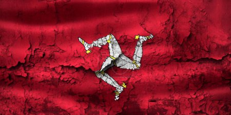 Photo for 3D-Illustration of a Isle of Man flag  on grunge cracked wall - Royalty Free Image