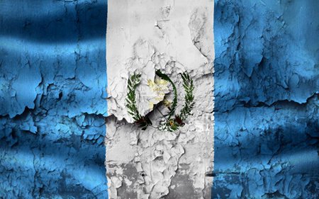 Guatemala-Flagge an Grunge-Wand gerissen