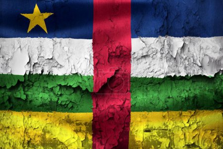 Flagge der Zentralafrikanischen Republik an Grunge-Wand gerissen