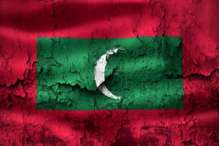 Photo for 3D-Illustration of a Maldives flag on grunge cracked wall - Royalty Free Image