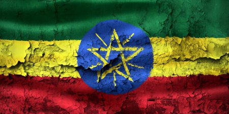 Foto de Etiopía bandera en grunge agrietado pared - Imagen libre de derechos