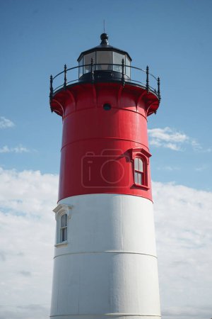 Close up of Nauset Lighthouse on Cape Cod in Eastham 