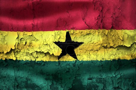 Photo for Ghana flag on grunge cracked wall - Royalty Free Image