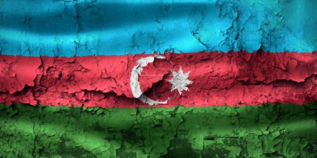 Foto de Bandera de Azerbaiyán en la pared agrietada grunge - Imagen libre de derechos