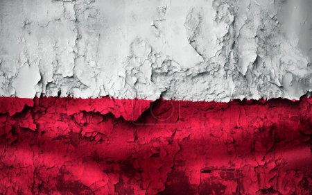 Téléchargez les photos : 3D-Illustration d'un drapeau polonais sur un mur fissuré - en image libre de droit