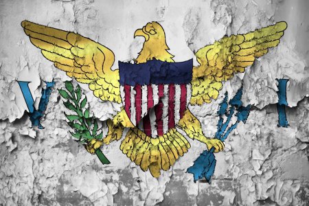 Téléchargez les photos : 3D-Illustration of a Virgin Islands flag  on grunge cracked wall - en image libre de droit