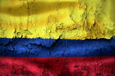 Foto de Bandera de Colombia en pared agrietada grunge - Imagen libre de derechos