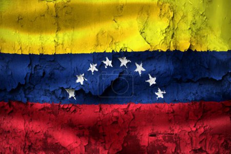 Téléchargez les photos : 3D-Illustration d'un drapeau vénézuélien sur un mur fissuré - en image libre de droit