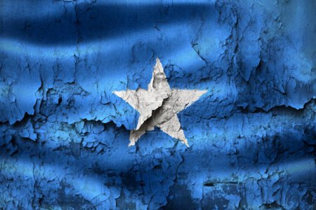 Foto de Ilustración 3D de una bandera de Somalia en la pared agrietada grunge - Imagen libre de derechos