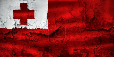 Photo for 3D-Illustration of a Tonga flag on grunge cracked wall - Royalty Free Image
