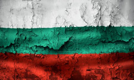 Téléchargez les photos : Drapeau Bulgarie sur mur fissuré grunge - en image libre de droit
