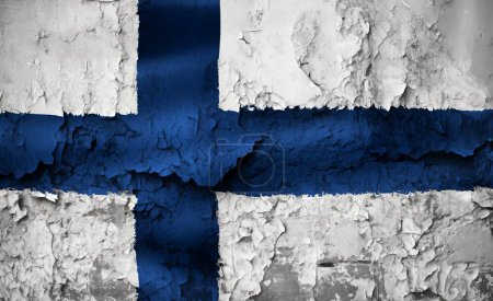 Photo for Finland flag on grunge cracked wall - Royalty Free Image