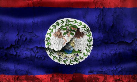 Photo for Belize flag  on grunge cracked wall - Royalty Free Image