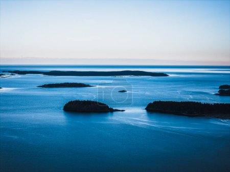 Aerial view of open Atlantic Ocean and Maine Islands