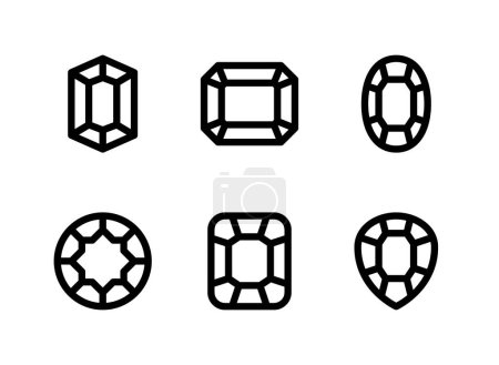 Conjunto simple de piedras preciosas relacionadas con los iconos de la línea vectorial.