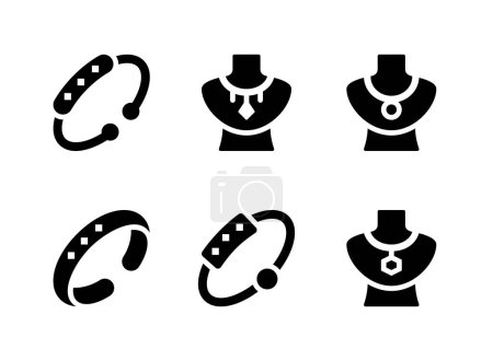Illustration for Simple Set of Jewelry Related Vector Solid Icons. Contains Icons as Bracelet, Necklace and more. - Royalty Free Image