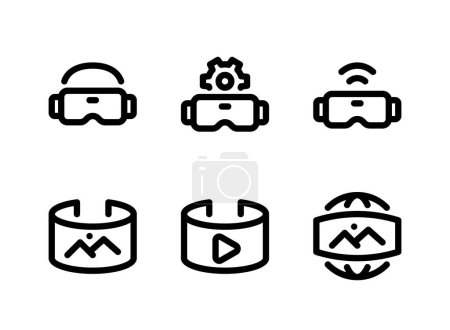 Ensemble simple d'icônes de ligne vectorielle liées à la réalité virtuelle. Contient des icônes comme des lunettes Vr, réalité augmentée et plus.
