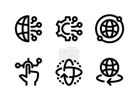 Einfaches Set Virtual Reality Related Vector Line Icons. Enthält Symbole wie Cyberspace, Setting, World Wide und mehr.