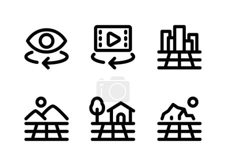 Illustration for Simple Set of Virtual Reality Related Vector Line Icons. Contains Icons as 360 View, Digital World and more. - Royalty Free Image