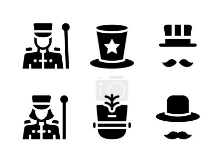 Illustration for Simple Set of Mardi Gras Festival Related Vector Solid Icons. Contains Icons as Marching Band, Magician Hat and more. - Royalty Free Image