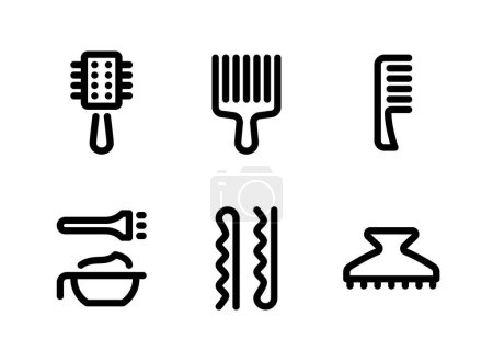 Illustration for Simple Set of Barbershop Related Vector Line Icons. Contains Icons as Hair Brushes, Comb, Hair Dye and more. - Royalty Free Image