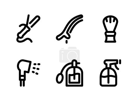 Illustration for Simple Set of Barbershop Related Vector Line Icons. Contains Icons as Curling Iron, Hair Pins, Shaving Brush and more. - Royalty Free Image