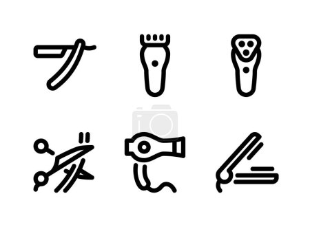 Illustration for Simple Set of Barbershop Related Vector Line Icons. Contains Icons as Straight Razor, Hair Clipper, Electric Shaver and more. - Royalty Free Image