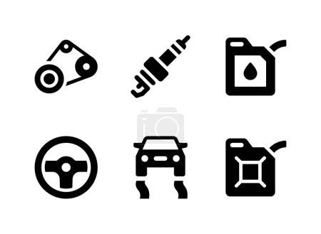 Illustration for Simple Set of Car Service Related Vector Solid Icons. Contains Icons as Timing Belt, Spark Plug, Jerrycan and more. - Royalty Free Image